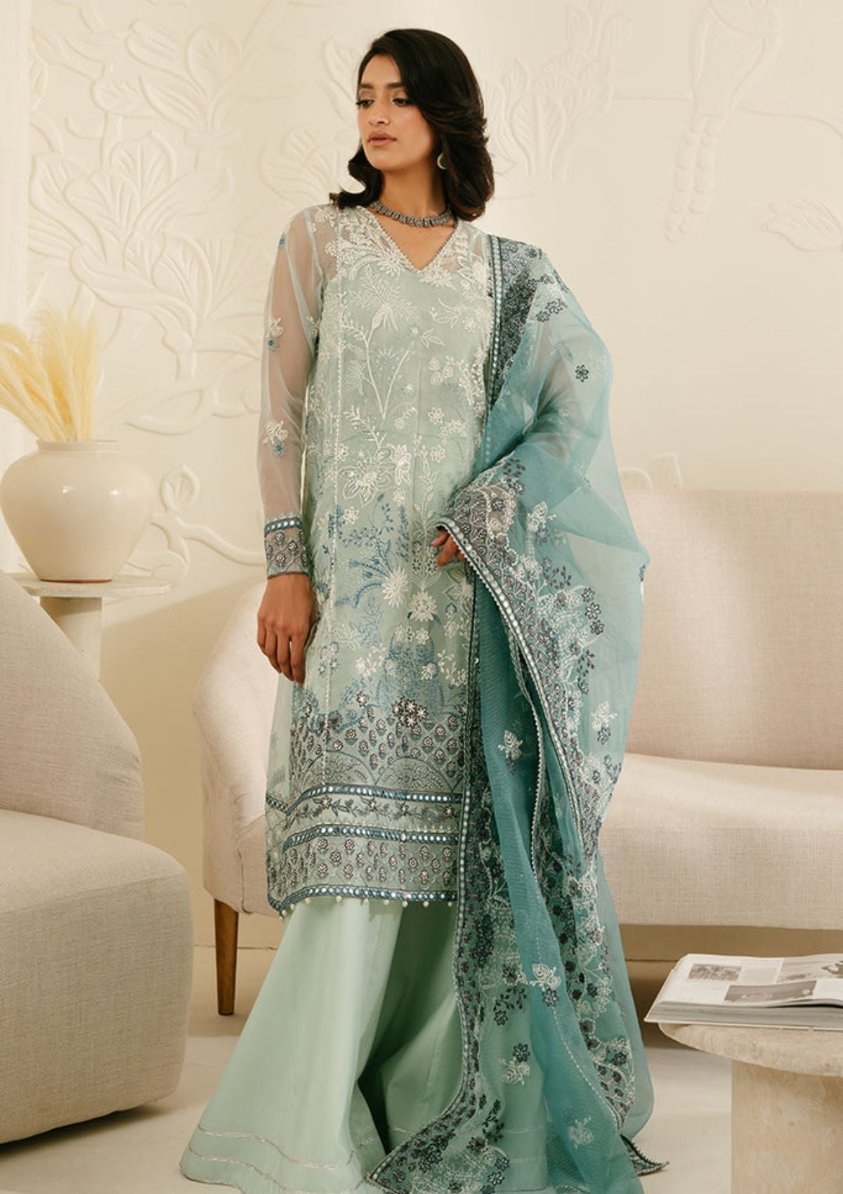 Formal Collection - Cross Stitch - Luxury - Unstitched - CSL#2 - AQUAMARINE AZURE