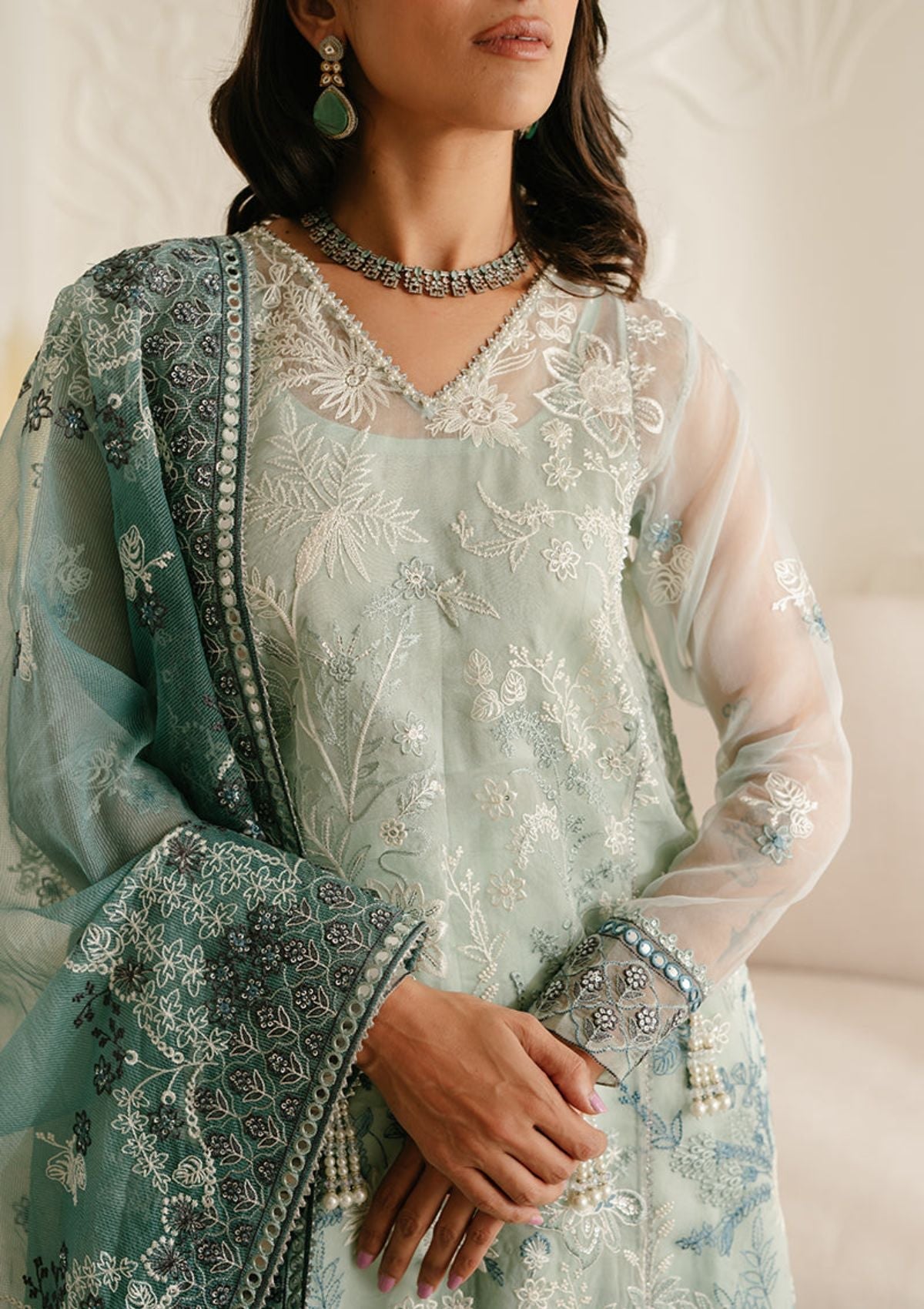 Formal Collection - Cross Stitch - Luxury - Unstitched - CSL#2 - AQUAMARINE AZURE