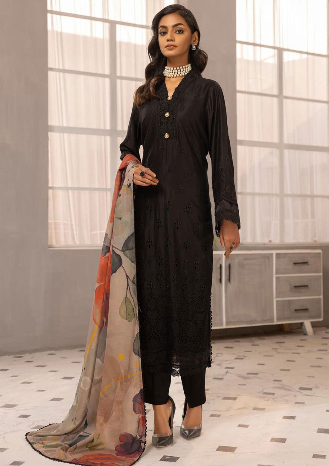 Winter Collection - Mahee's - Exclusive- Embroidered Sateen Marina - MEM#01 - Official Riaz Arts - Agha Fabrics UK