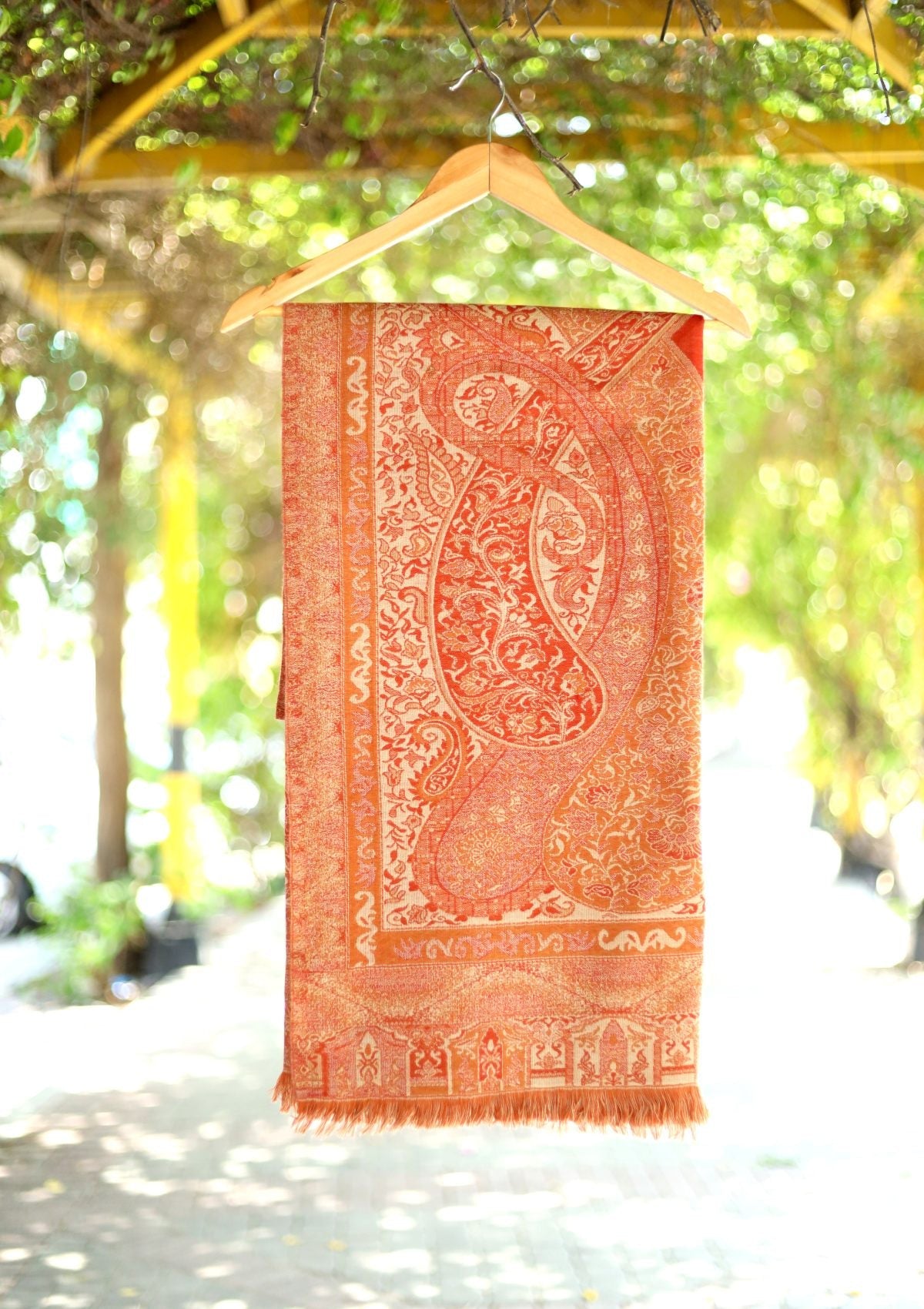 Wool Jamawer Shawl D - 05 - Rust