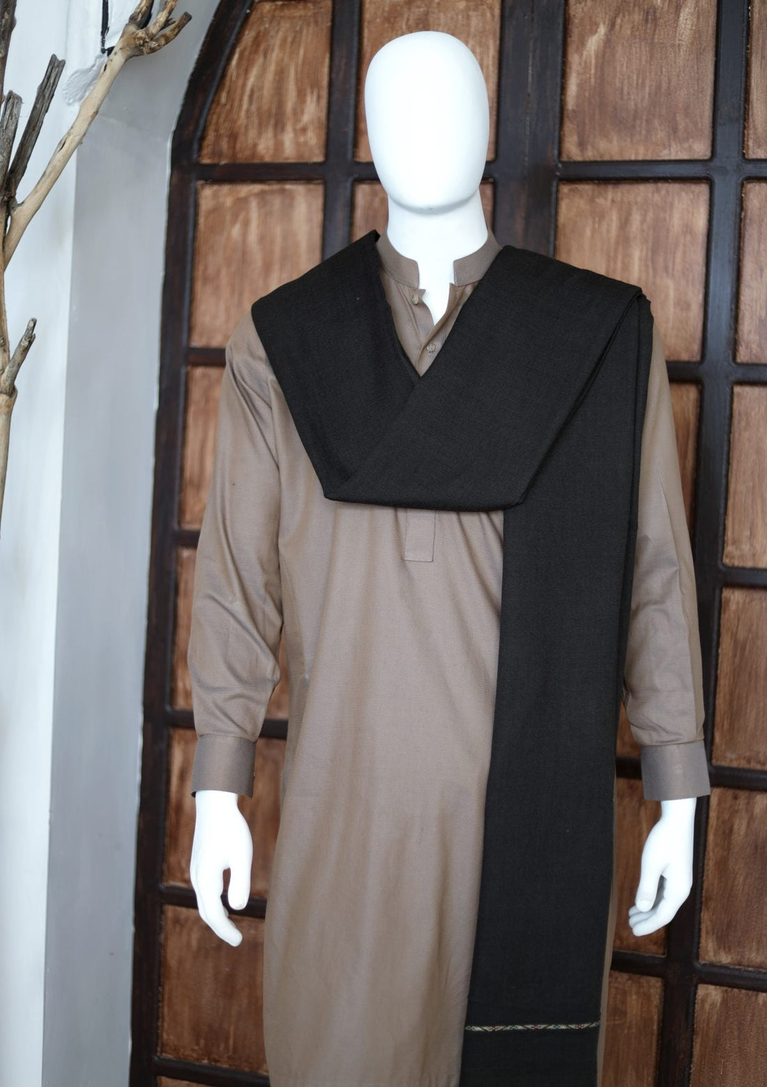 Men Shawls - Wool Shawls - D#92 - Chocolate