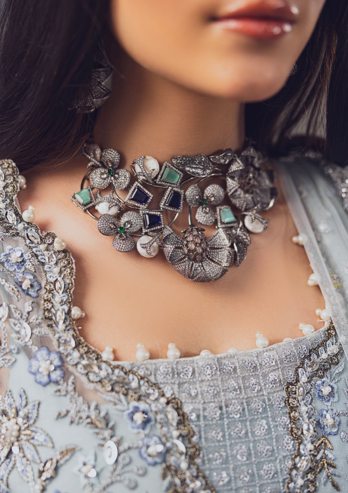 Formal Collection - Rubaaiyat - Wedding Edit 24 - Sky Blue - Official Rubaaiyat - Agha Fabrics UK