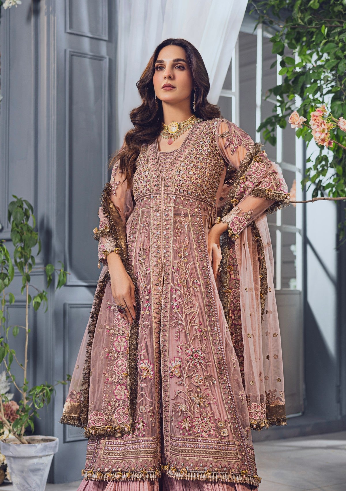 Formal Collection - Rubaaiyat - Wedding Edit 24 - Tea Pink - Official Rubaaiyat - Agha Fabrics UK