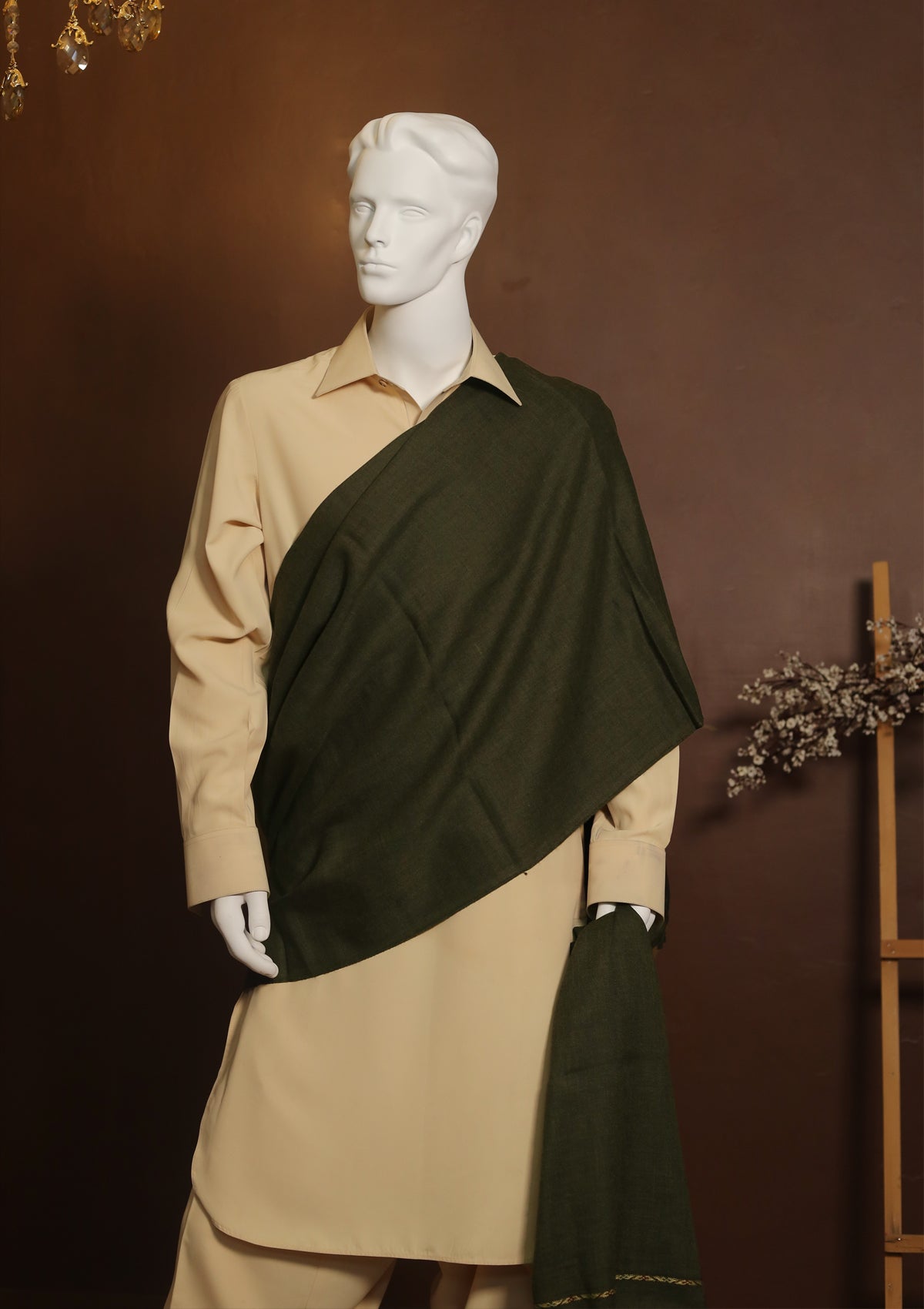 Men Shawls - Wool Shawls - D#214 - B Mehendi