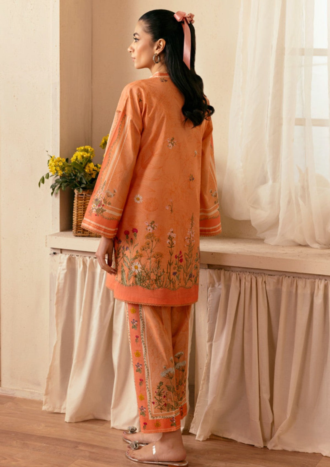 Lawn - Sahar - Selene Premium - 2 Pcs - STP25#02 - PEACH PETALS