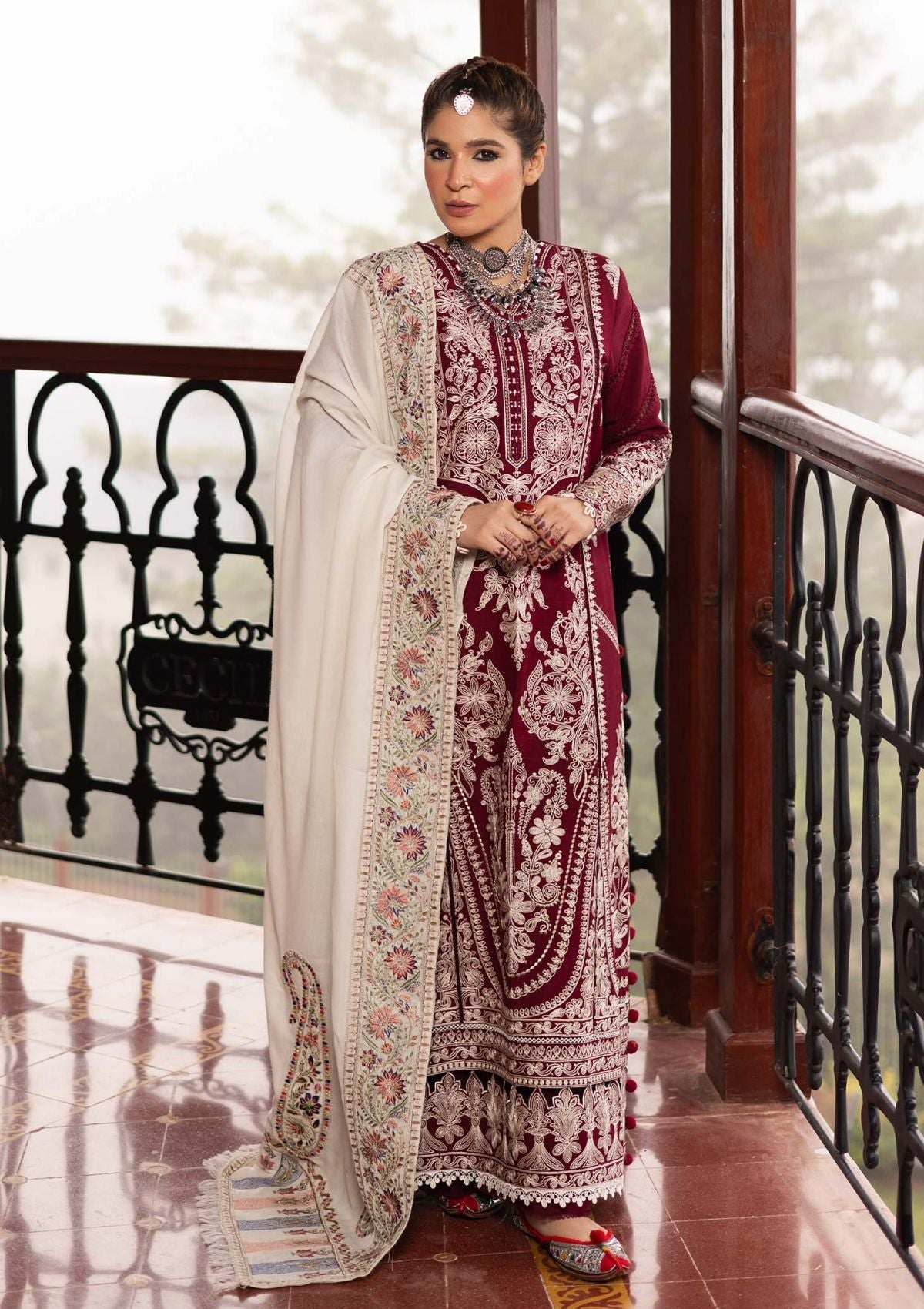 Winter Collection - Maryam Hussain - Winter Shawl 24 - D#8 - Jade