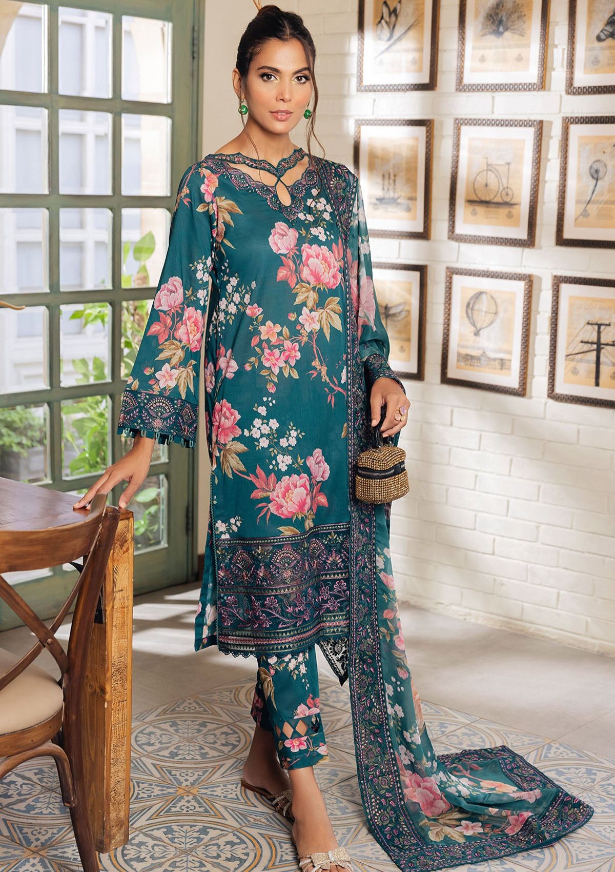 Lawn Collection - Nureh - GirlGlam - Chikankari - GL#06 - Official Nureh - Agha Fabrics UK