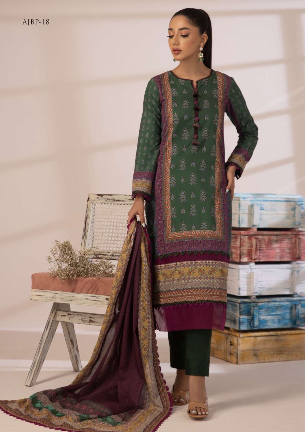 Lawn Collection - Asim Jofa - Prints - AJBP#18 - Official Asim Jofa - Agha Fabrics UK