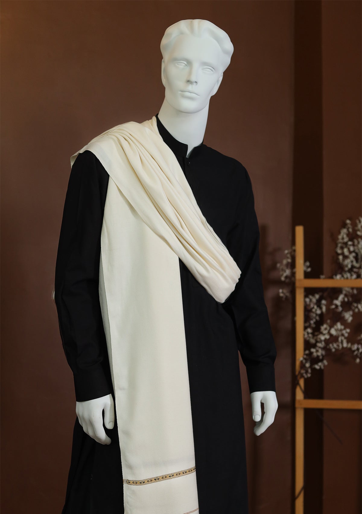 Men Shawls - Wool Shawls - D#01 - Off White