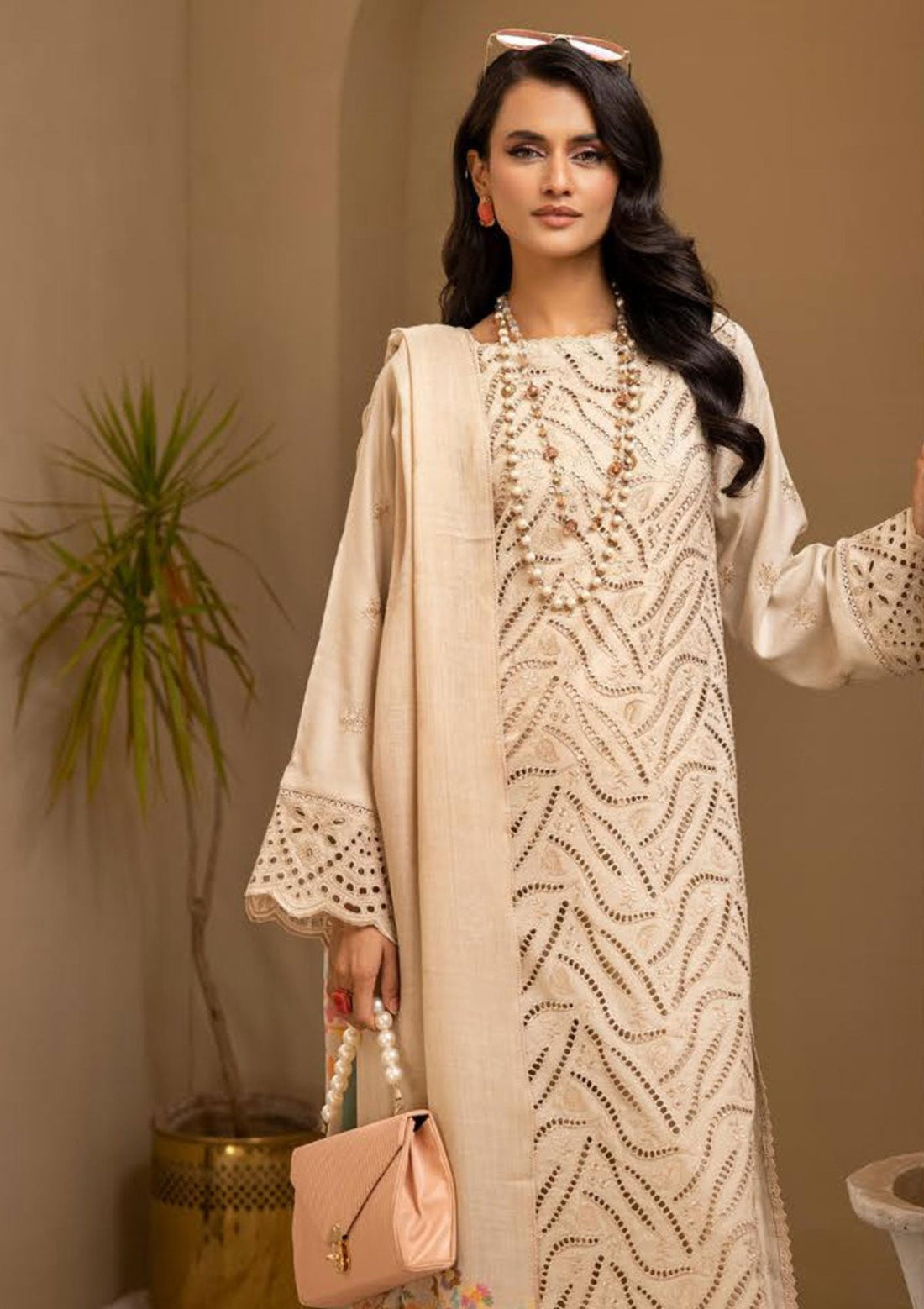 Winter Collection - Mahee's - Peach Leather - MPL23#02 - Official Riaz Arts - Agha Fabrics UK