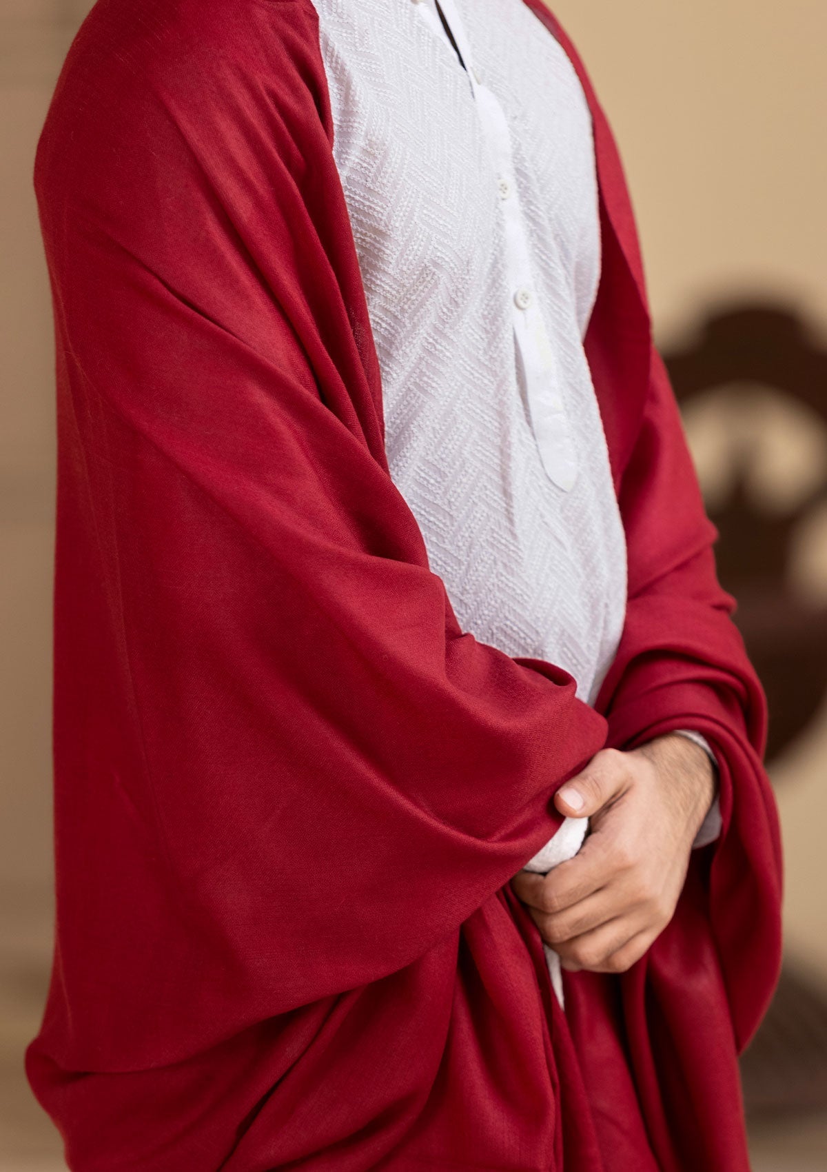 Men Shawls - Pure Pashmina Shawl - D#233 - Maroon