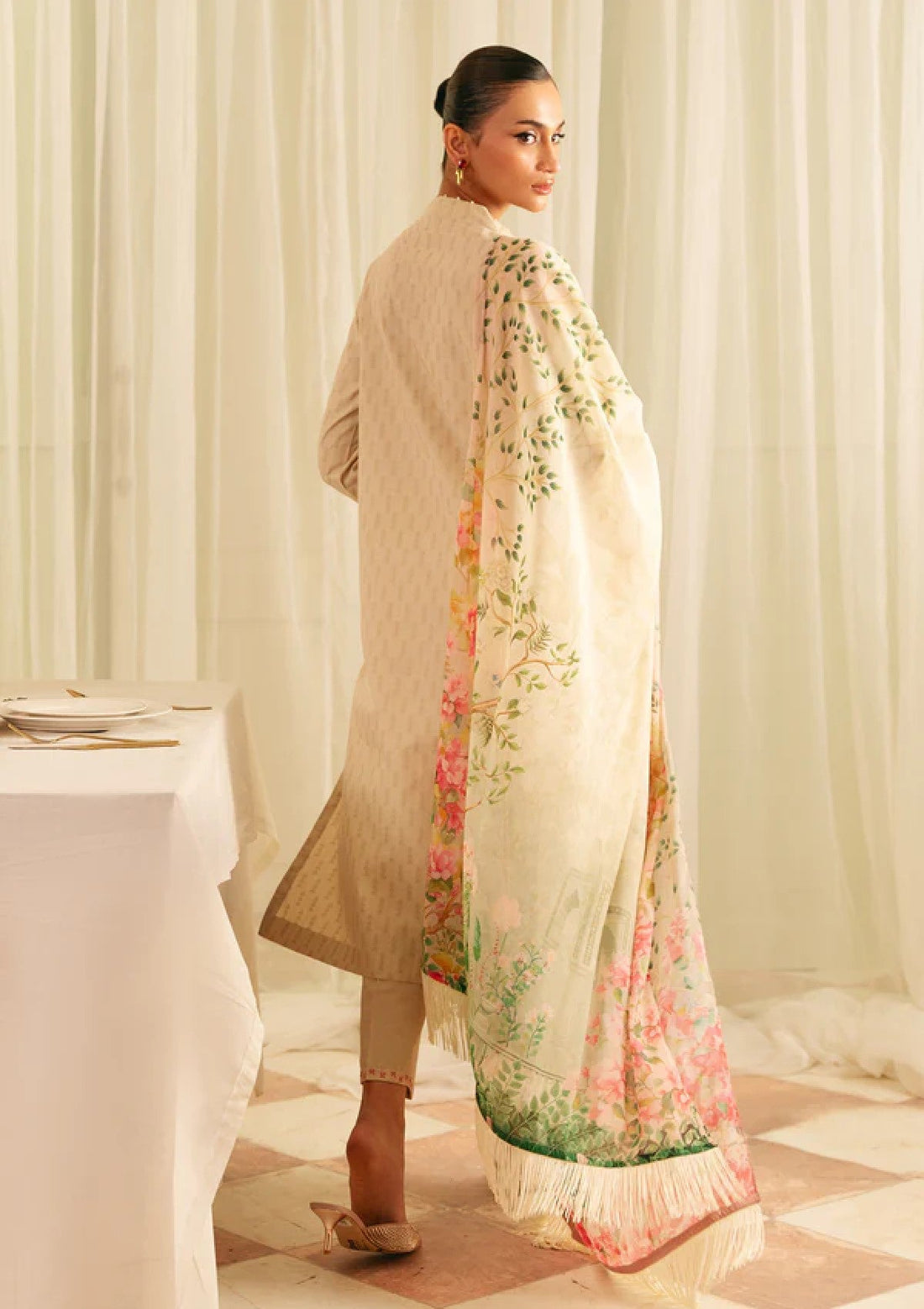 Lawn - Sahar - Jacquard Embroidered - FL-V1-S25-01 - Botanic Beige