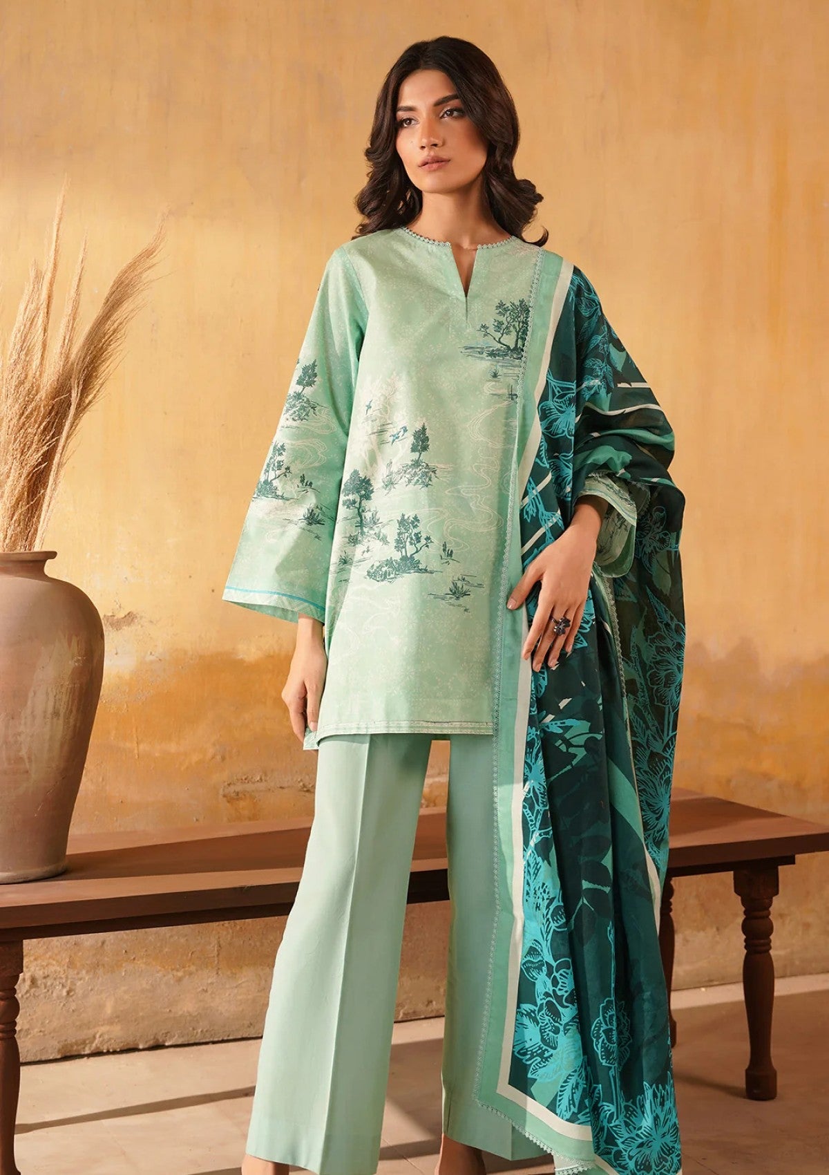Lawn - Sahar - Selene - CL-V2-S25-09 - Celadon Bloom