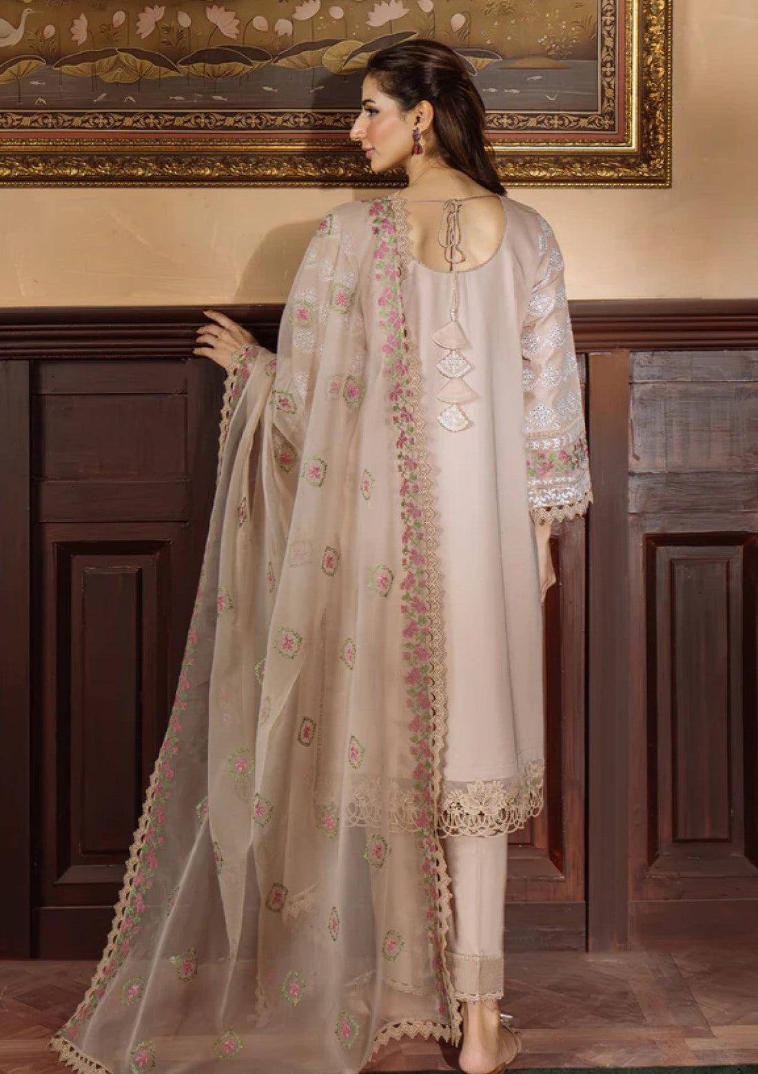 Lawn - Sahar - Festive Chikankari - CK-25-V1-10 - Bronzed Beige