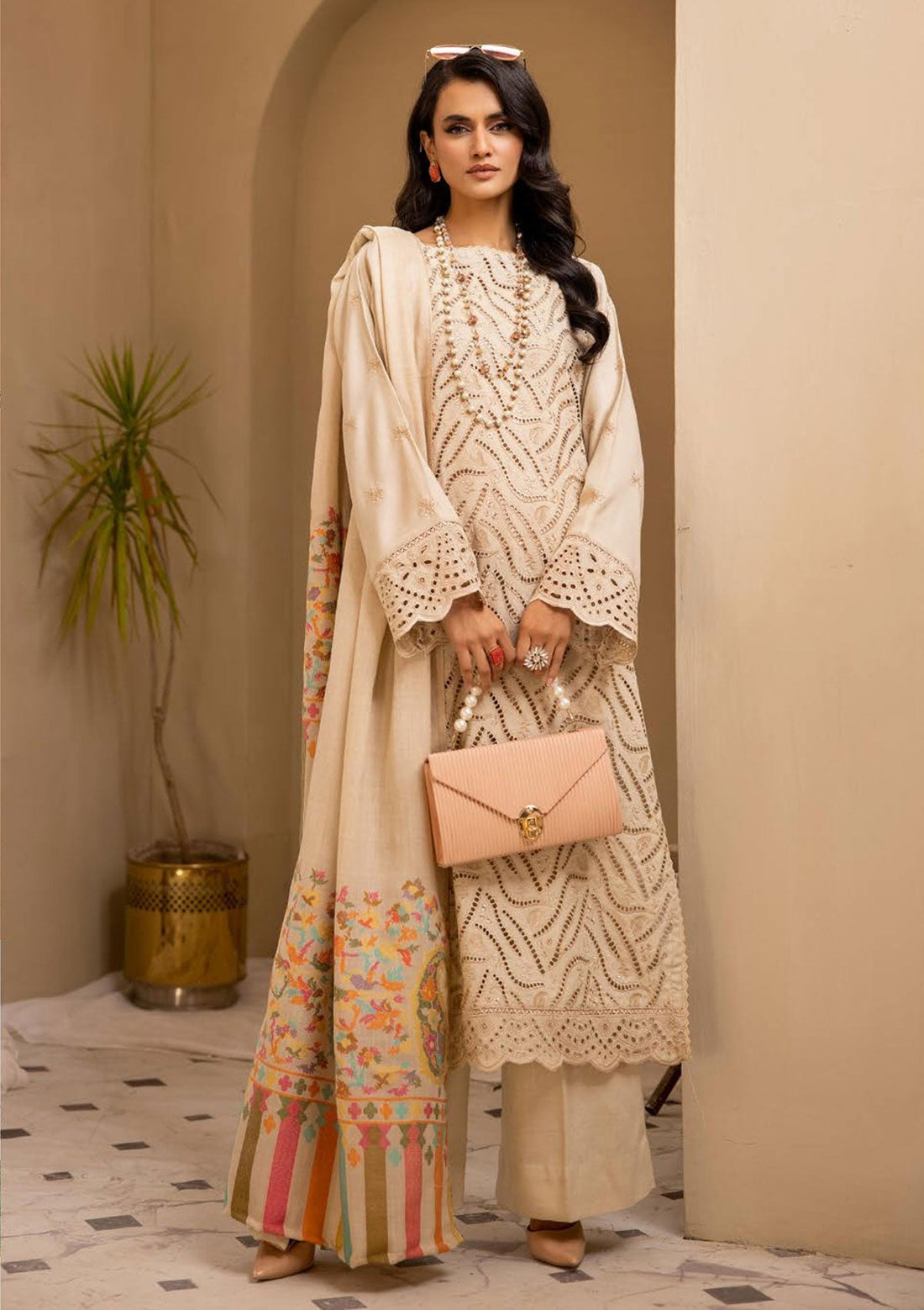 Winter Collection - Mahee's - Peach Leather - MPL23#02 - Official Riaz Arts - Agha Fabrics UK
