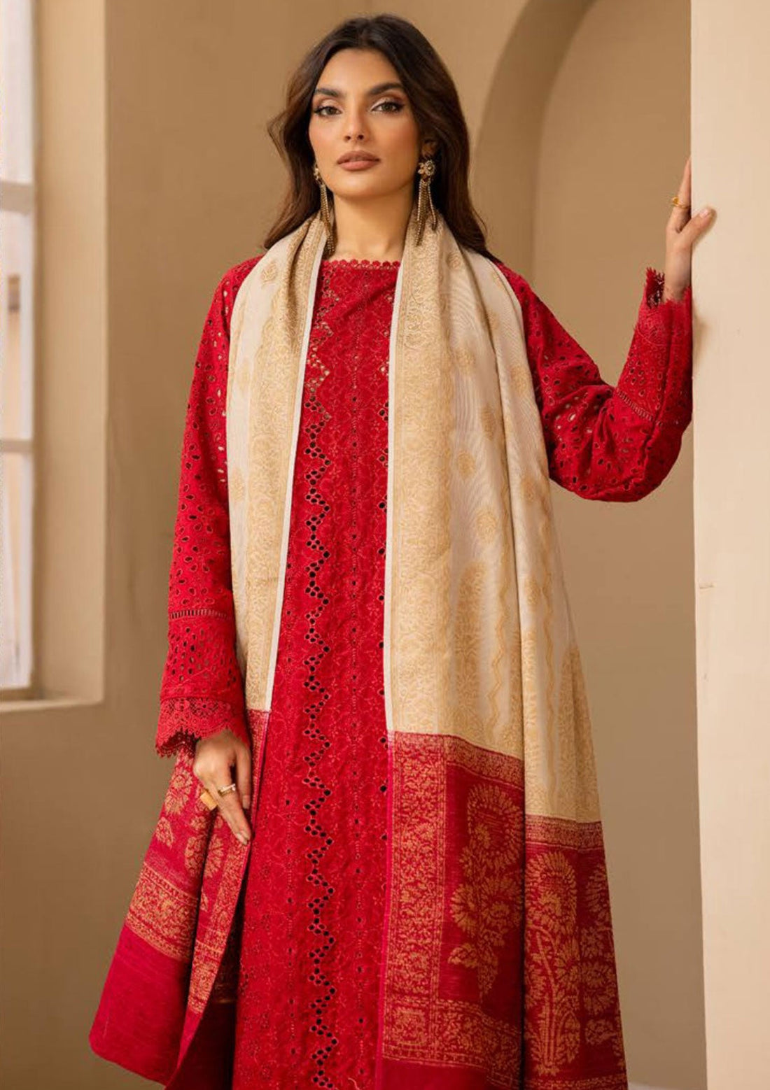 Winter Collection - Mahee's - Peach Leather - MPL23#03 - Official Riaz Arts - Agha Fabrics UK