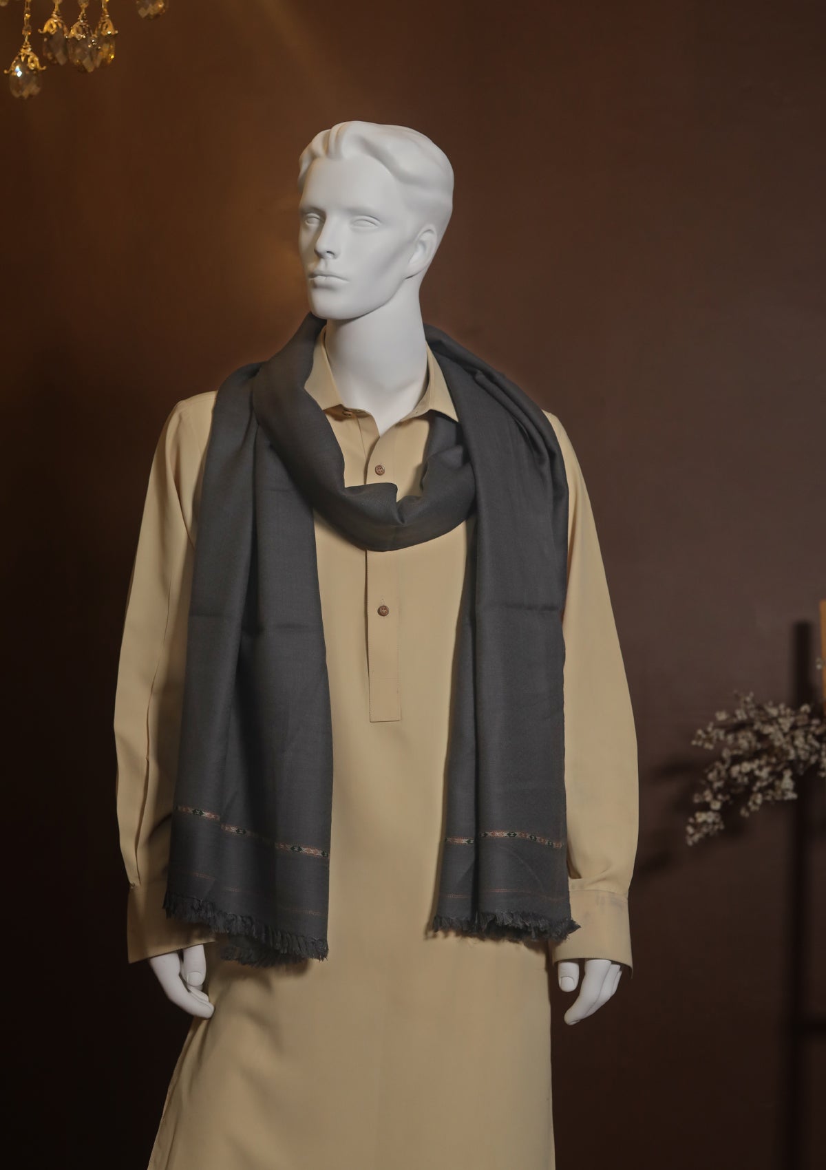 Men Shawls - Wool Shawls - D#218 - D Grey