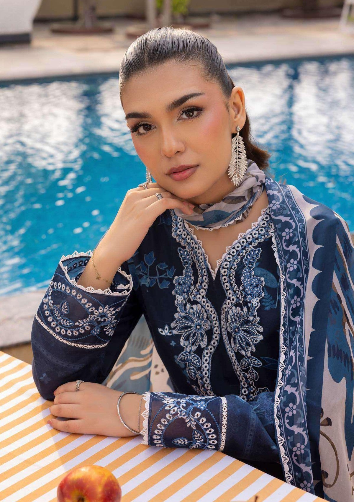 Lawn - Saad Shaikh - Mojito - Printed 25 - SS#1109 - Blue Mirage