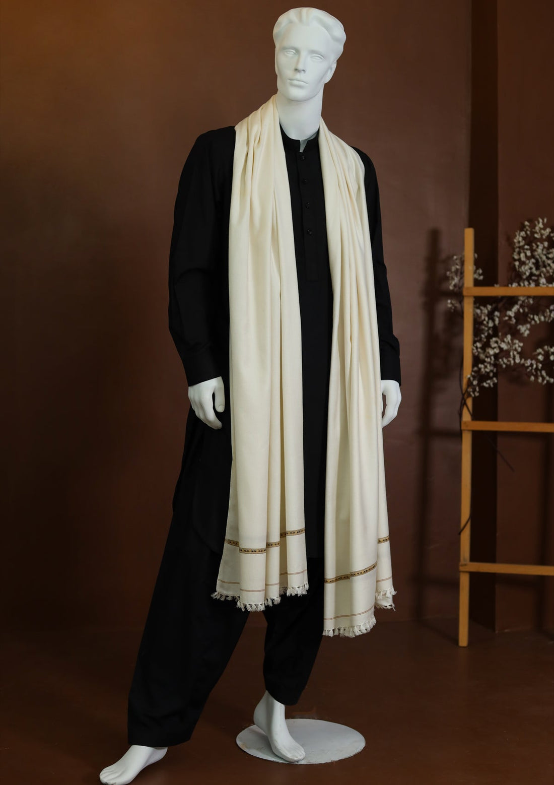 Men Shawls - Wool Shawls - D#01 - Off White