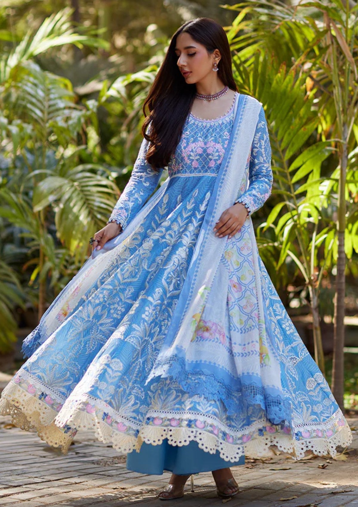 Lawn - Mina Hasan - Unstitched Chikankari 25 - Baano