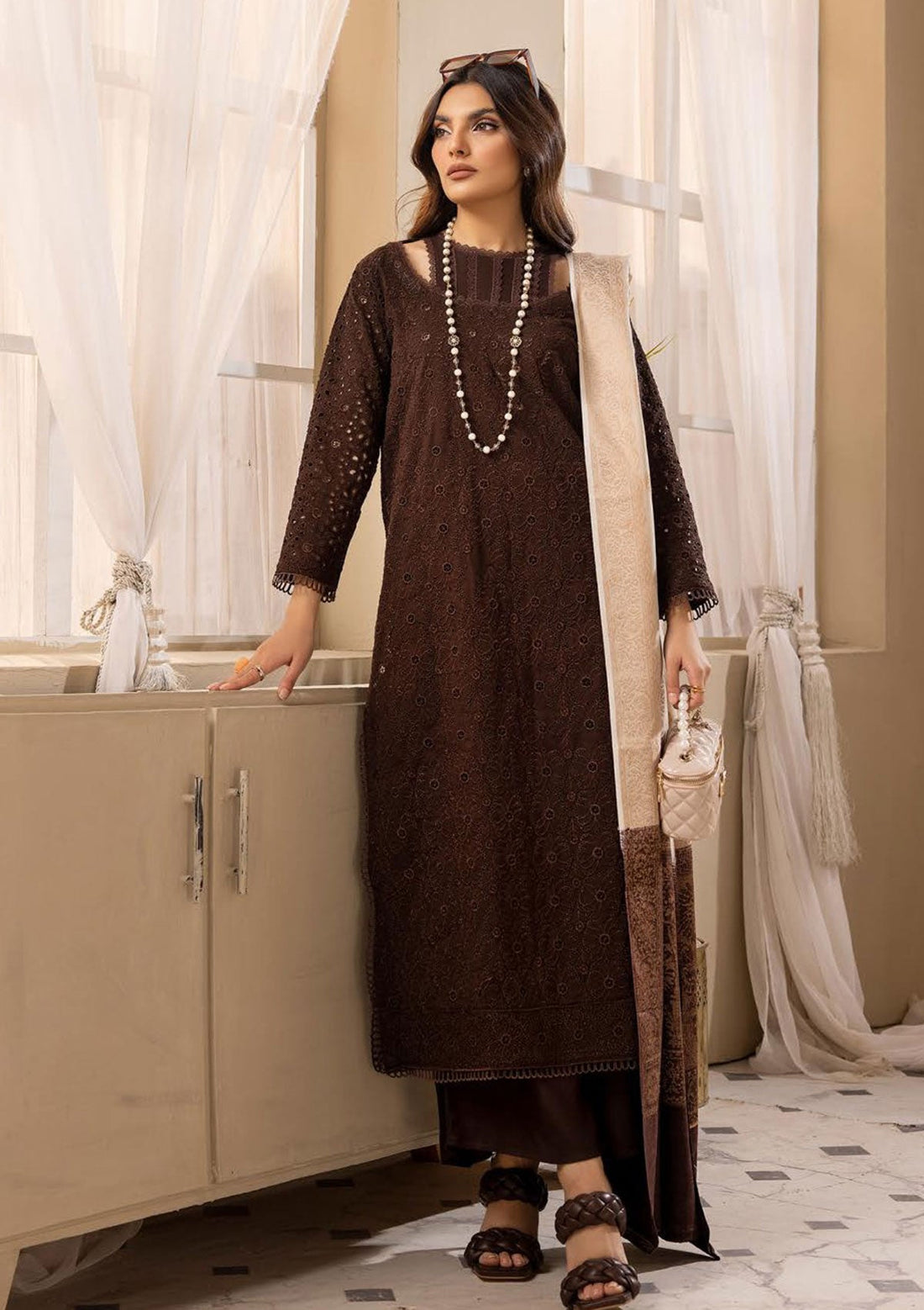 Winter Collection - Mahee's - Peach Leather - MPL23#04 - Official Riaz Arts - Agha Fabrics UK