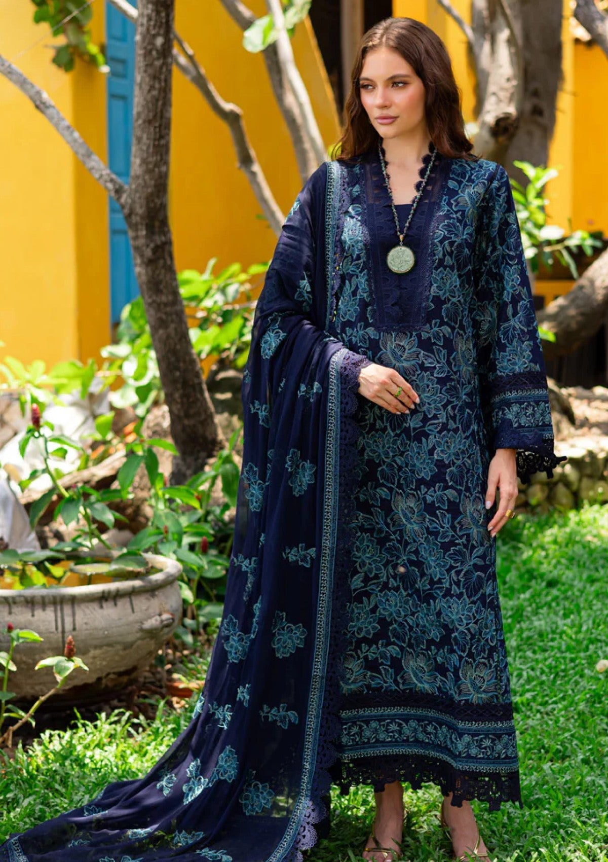 Lawn - Marjjan - Seraya - Embroidered 25 - MBL#23-A - NAVY BLUE