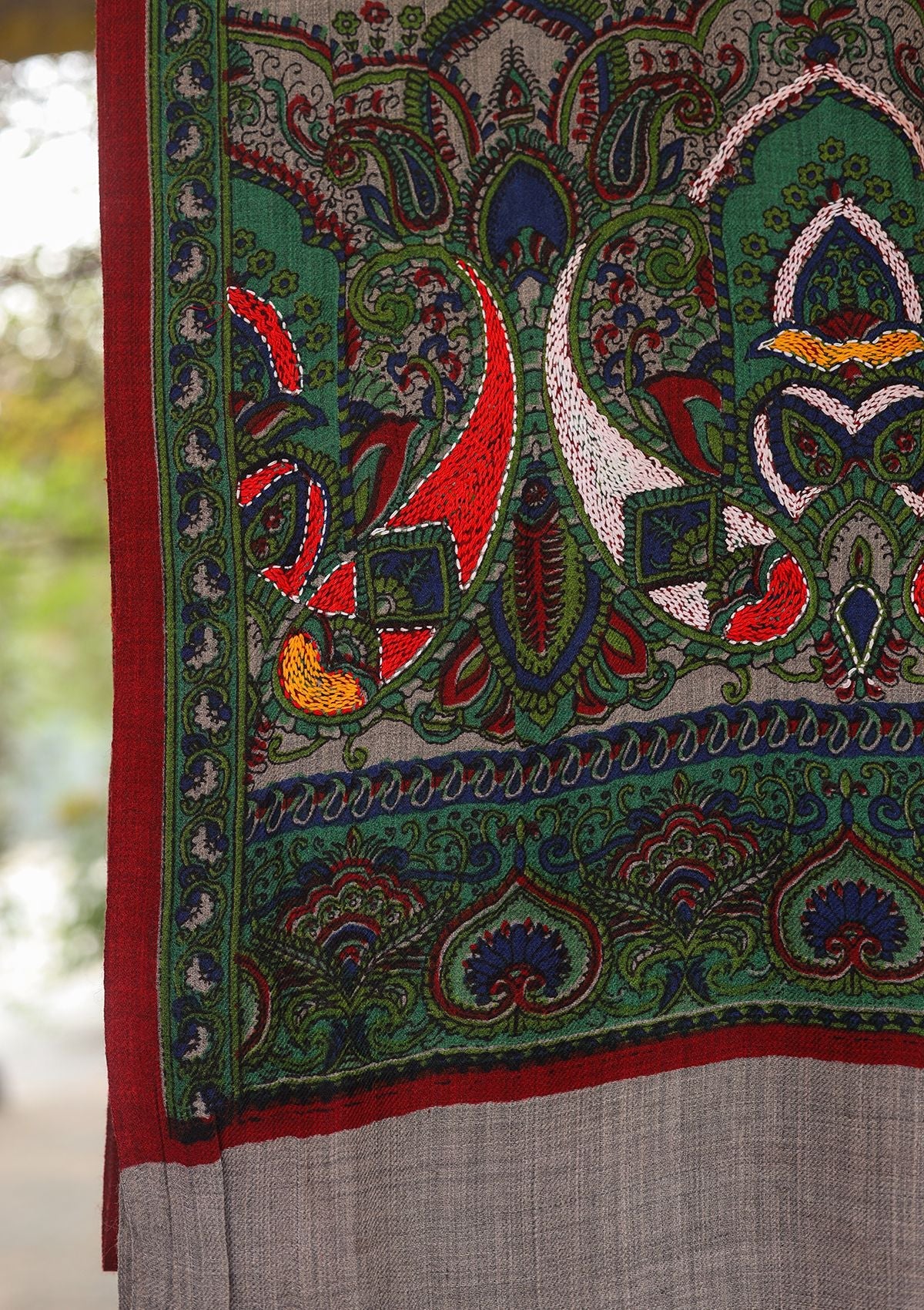 Wool Needle Work Shawl D - 28C - Multi