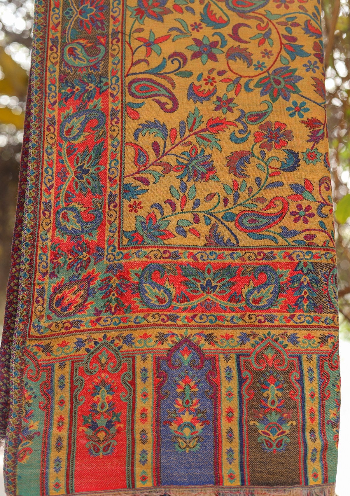 Wool Needle Work Shawl D - 27 - Golden