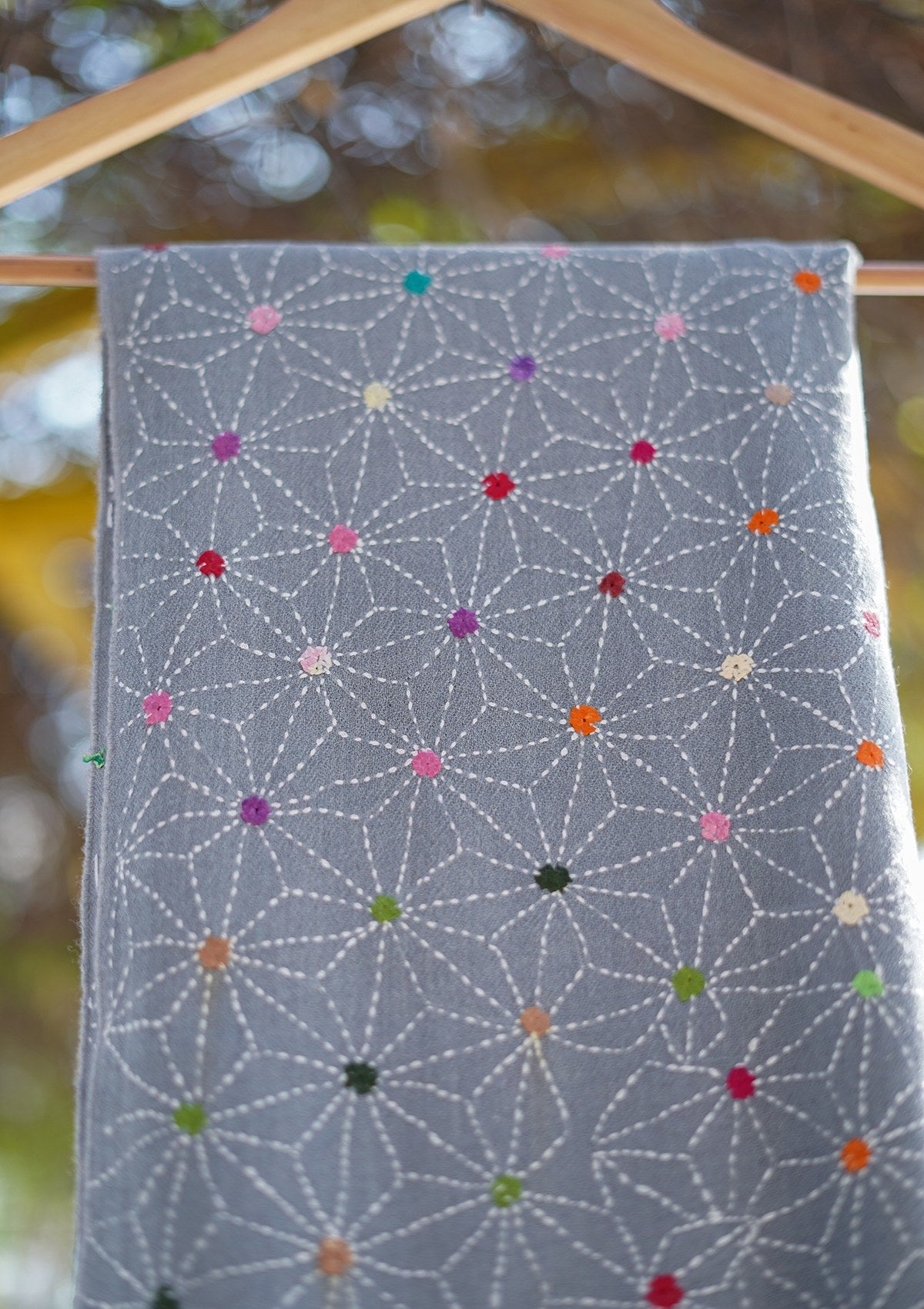 Wool Needle Work Shawl D - 28 - Grey