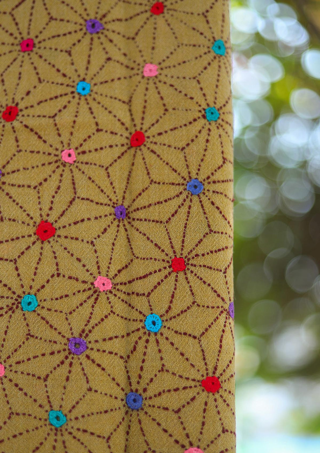 Wool Needle Work Shawl D - 26 - Golden