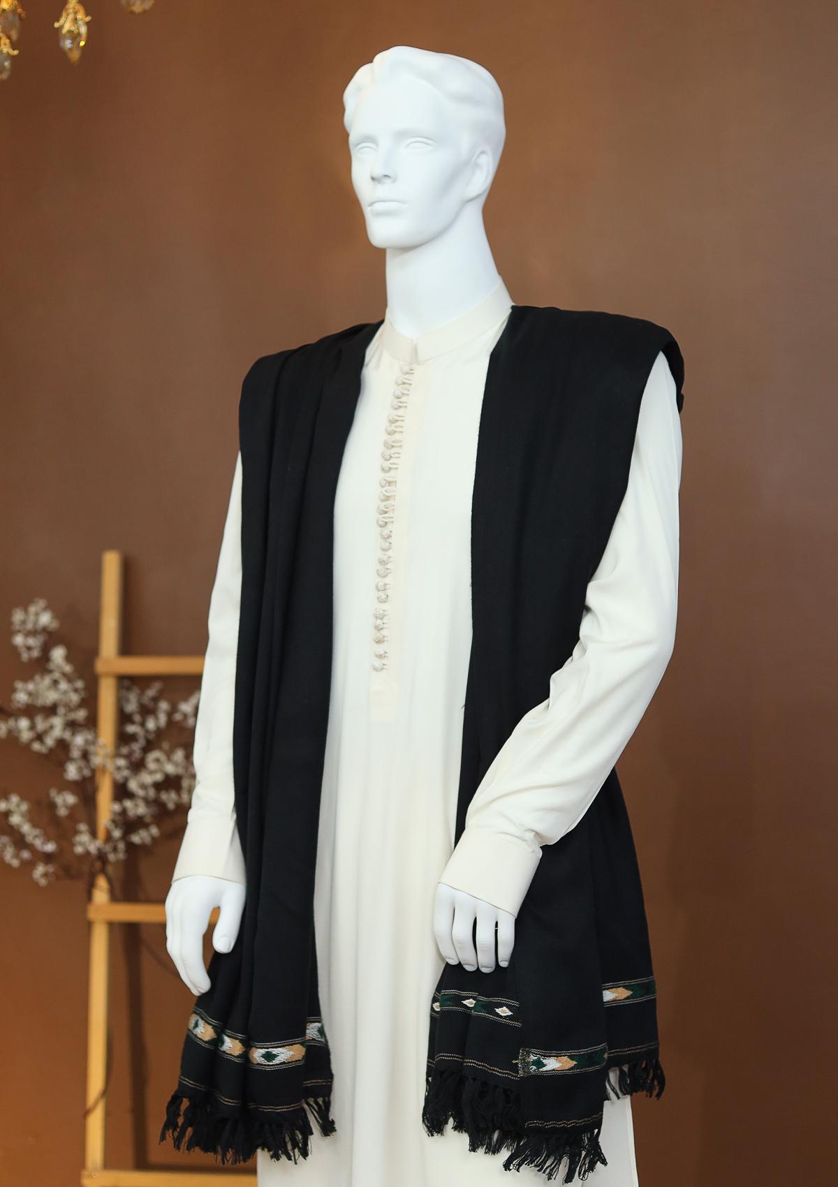 Men Shawls - Wool Shawls - D#34 - Black