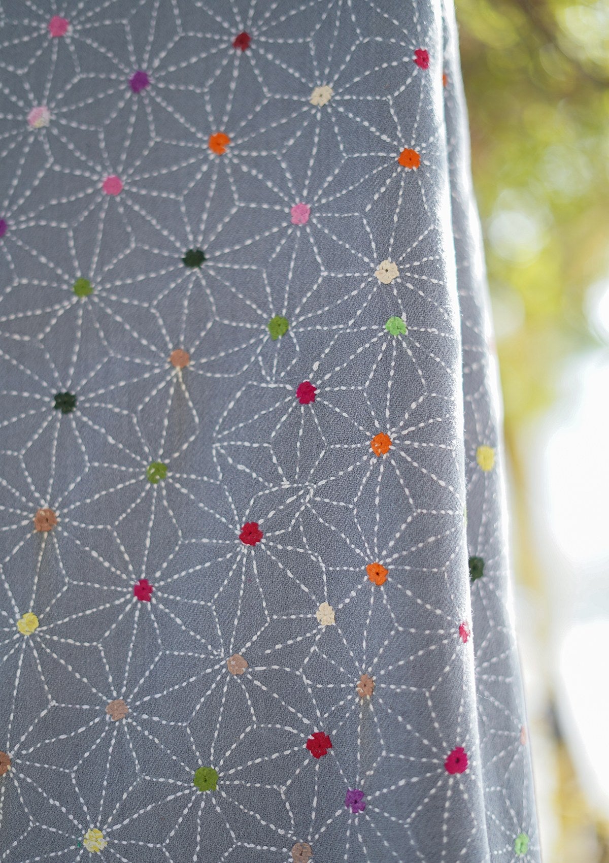 Wool Needle Work Shawl D - 28 - Grey