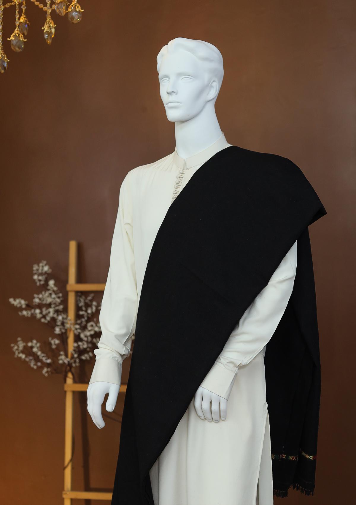 Men Shawls - Wool Shawls - D#224 - Black