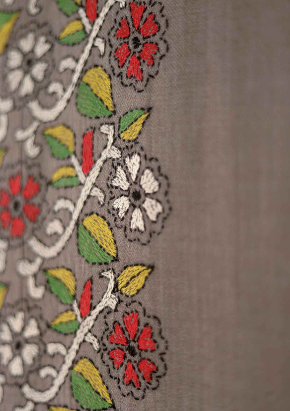 Wool Needle Work Shawl D - 29 - Brown