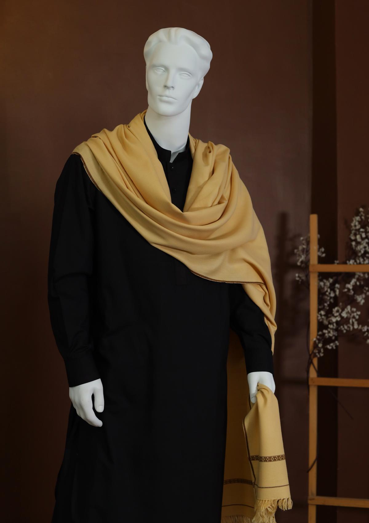 Men Shawls - Wool Shawls - D#02 - L Gold