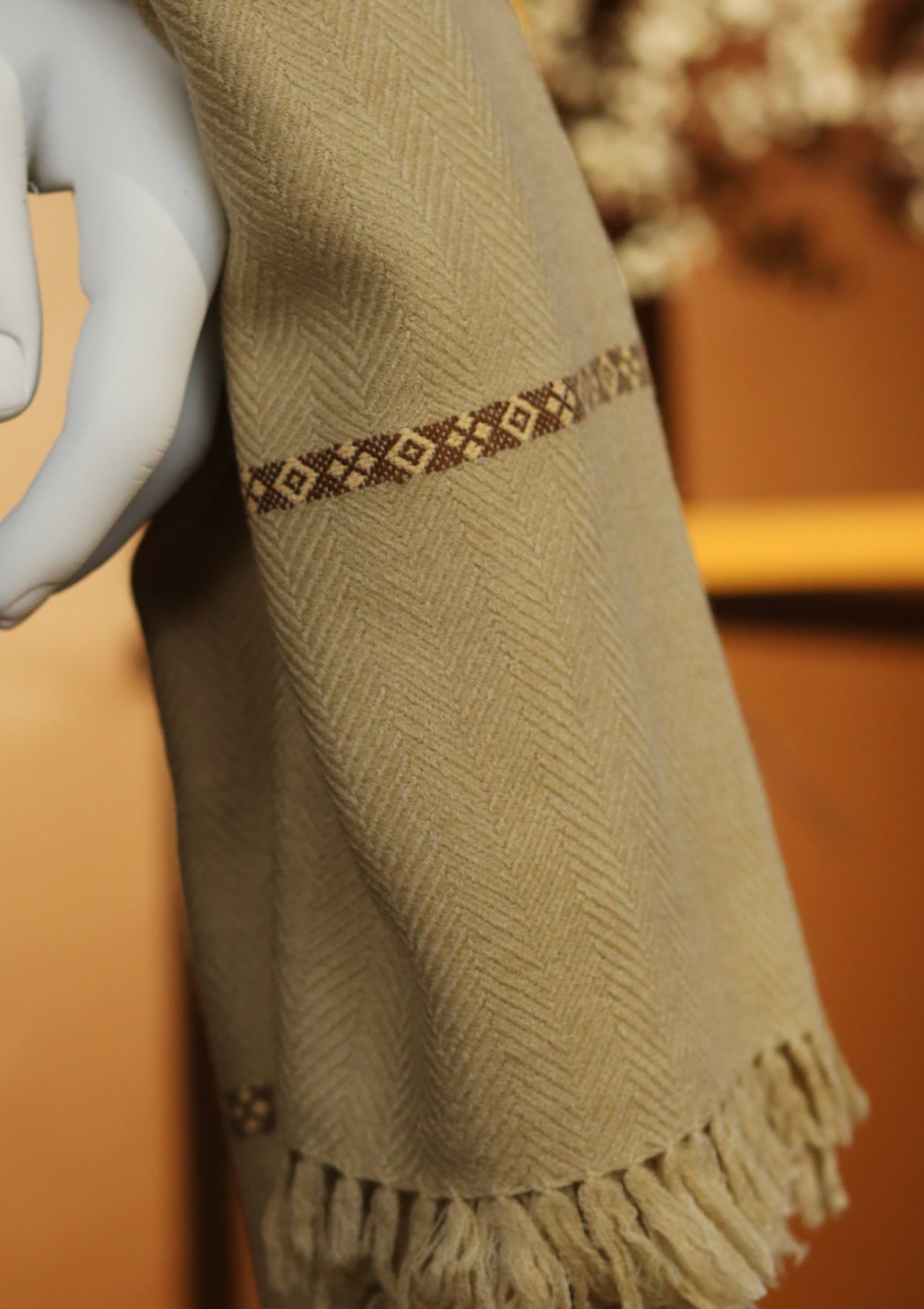 Men Shawls - Wool Shawls - D#13 - Fawn