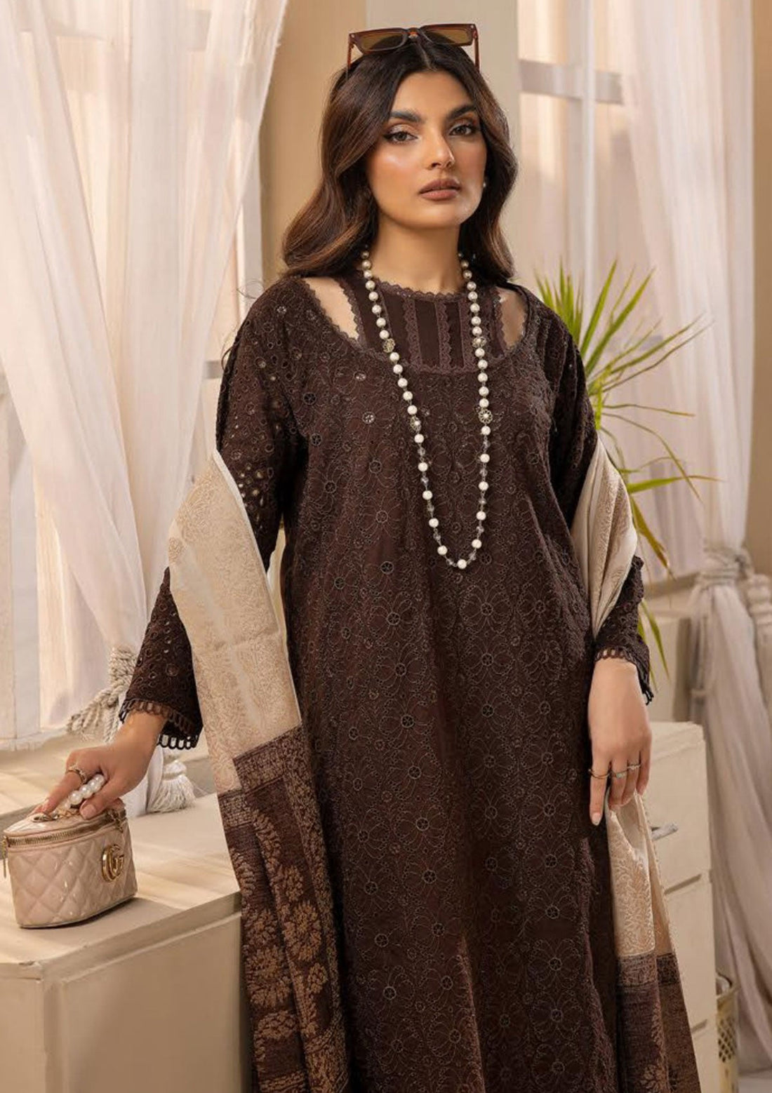 Winter Collection - Mahee's - Peach Leather - MPL23#04 - Official Riaz Arts - Agha Fabrics UK