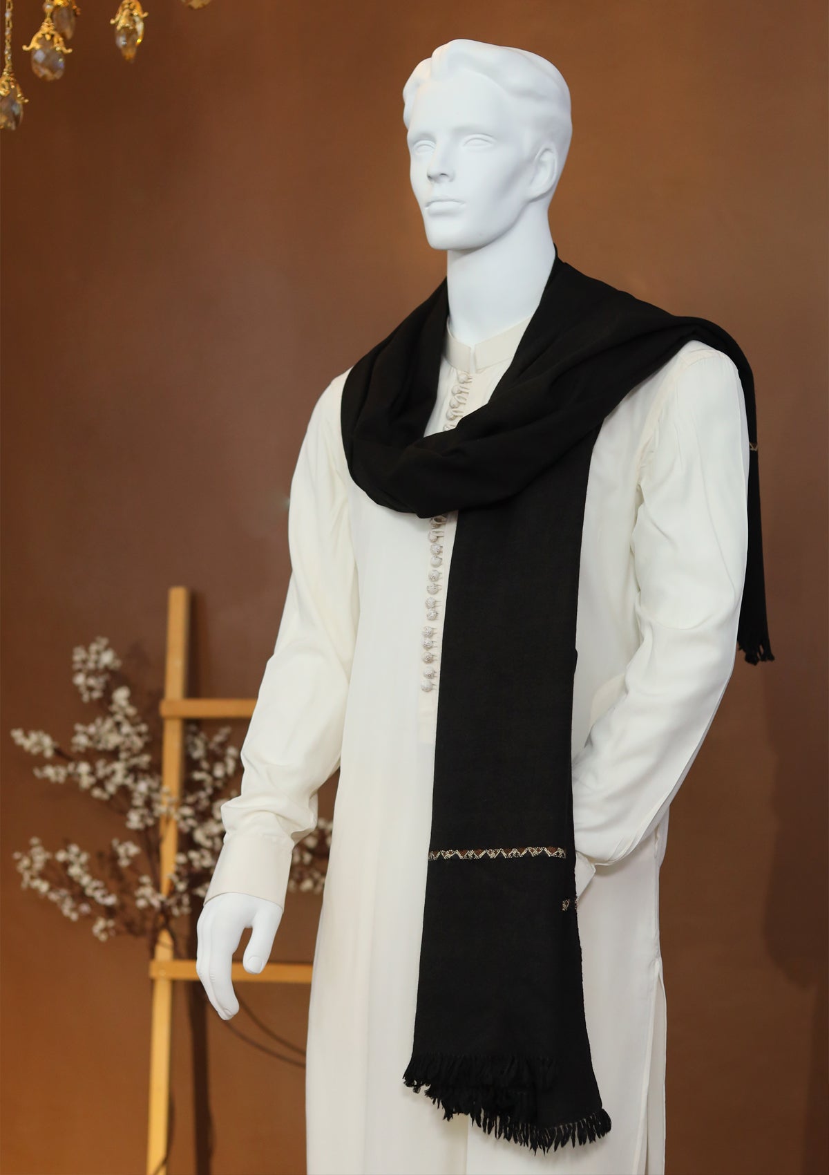 Men Shawls - Wool Shawls - D#24 - Black
