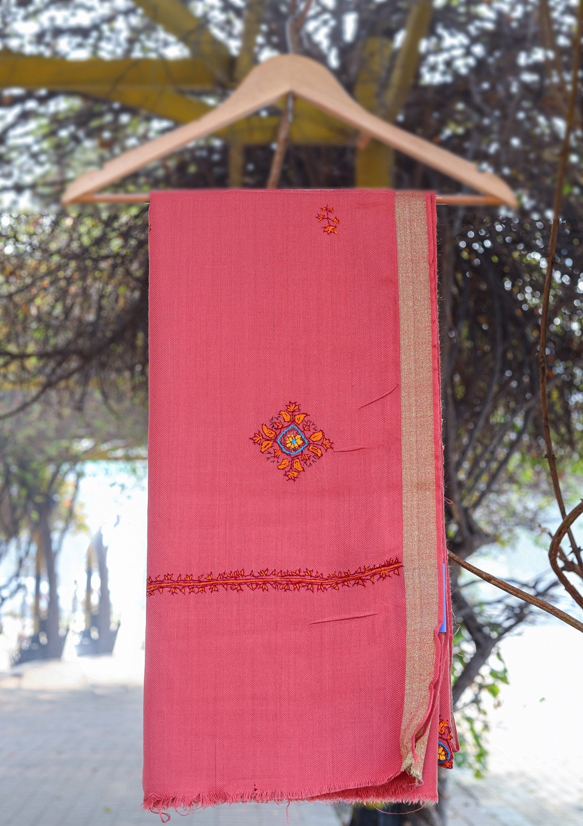 Wool Needle Work Shawl D - 33C - Carrot