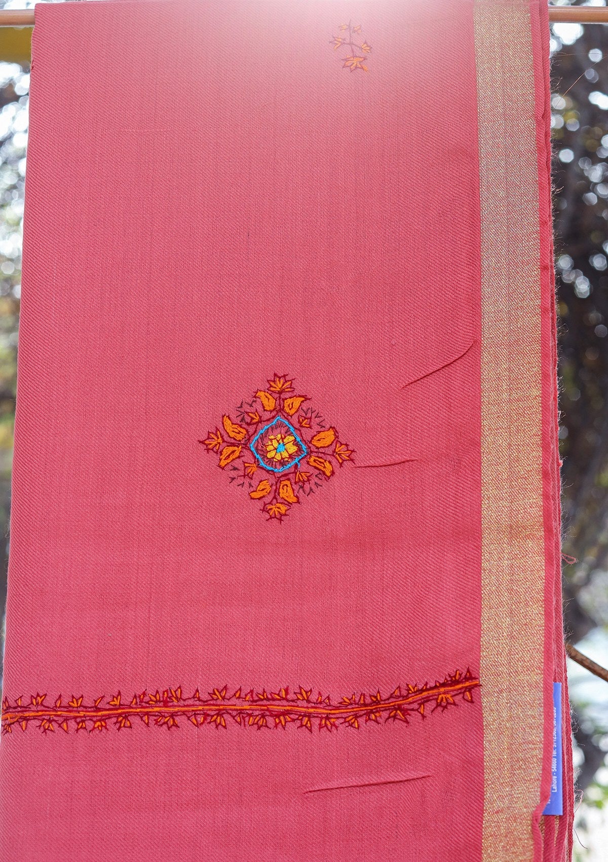 Wool Needle Work Shawl D - 33C - Carrot