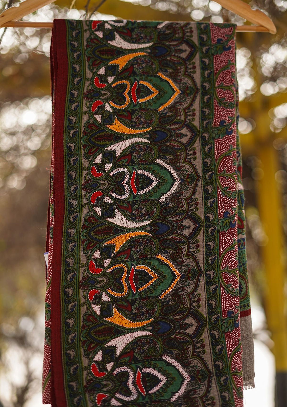 Wool Needle Work Shawl D - 28 - Multi