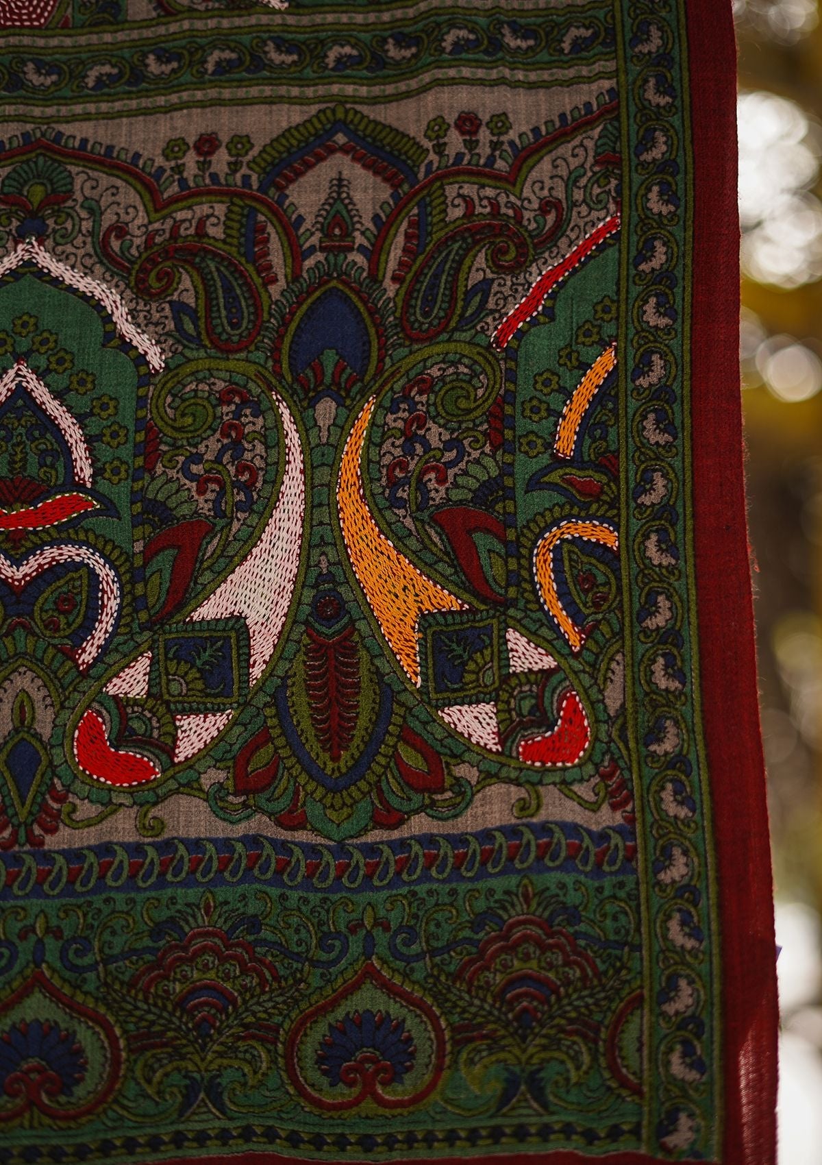 Wool Needle Work Shawl D - 28 - Multi