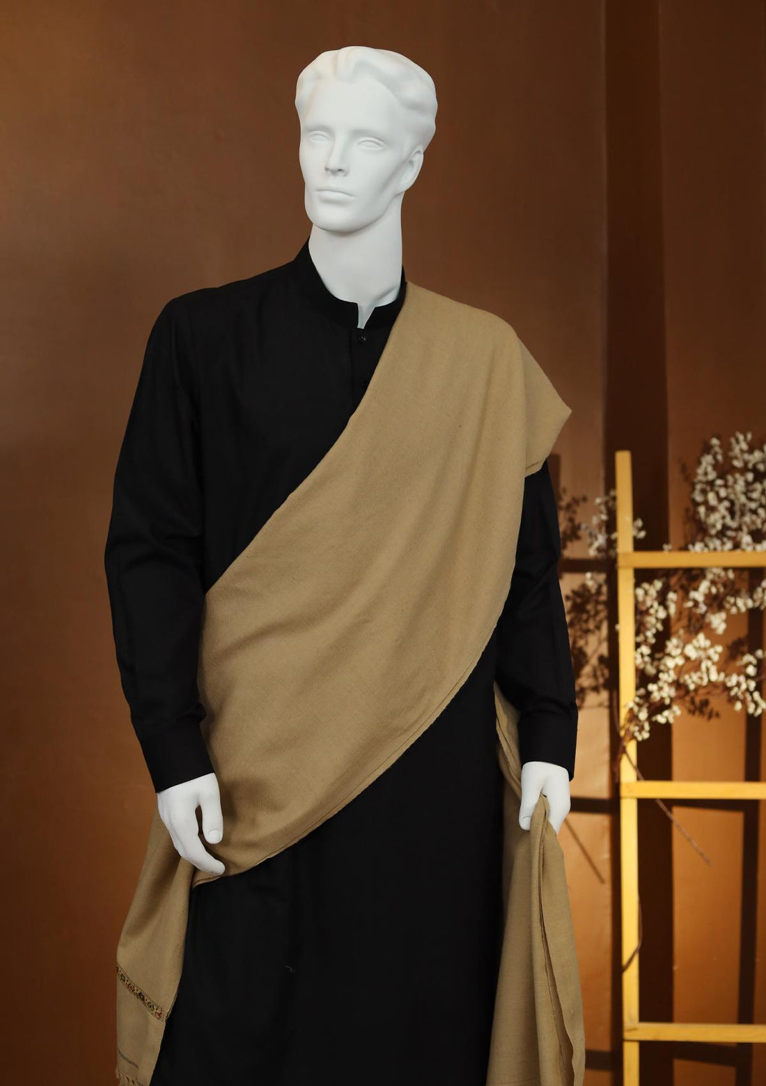 Men Shawls - Wool Shawls - D#10 - Biscuit