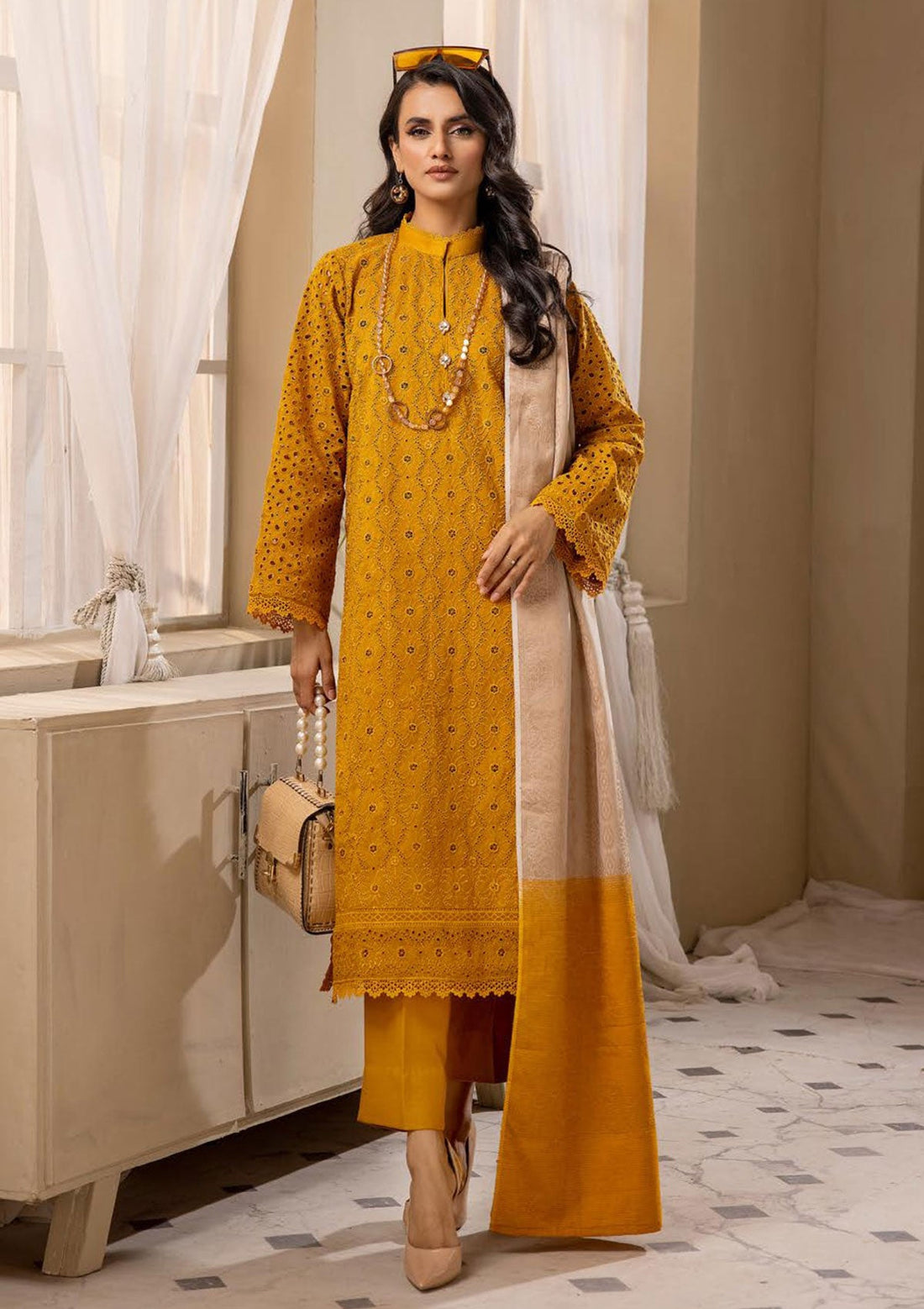 Winter Collection - Mahee's - Peach Leather - MPL23#05 - Official Riaz Arts - Agha Fabrics UK