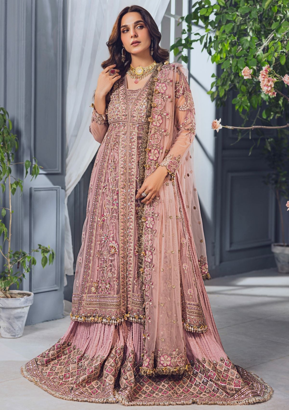 Formal Collection - Rubaaiyat - Wedding Edit 24 - Tea Pink - Official Rubaaiyat - Agha Fabrics UK
