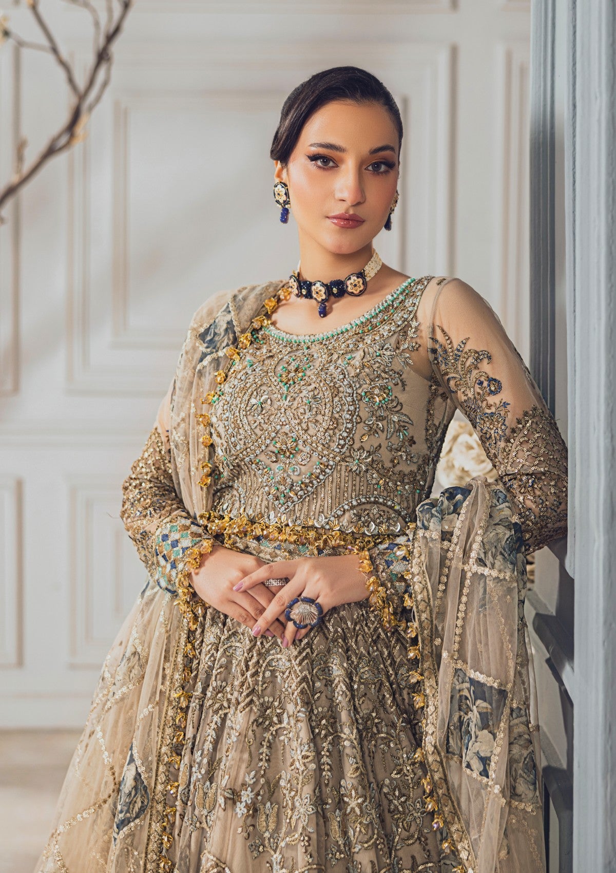 Formal Collection - Rubaaiyat - Wedding Edit 24 - Skin Gold - Official Rubaaiyat - Agha Fabrics UK