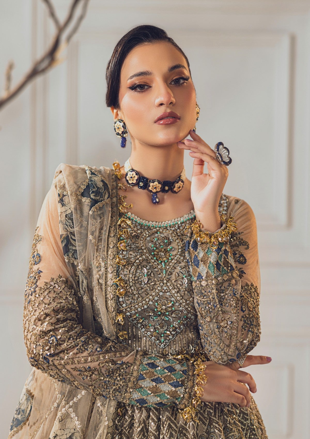 Formal Collection - Rubaaiyat - Wedding Edit 24 - Skin Gold - Official Rubaaiyat - Agha Fabrics UK