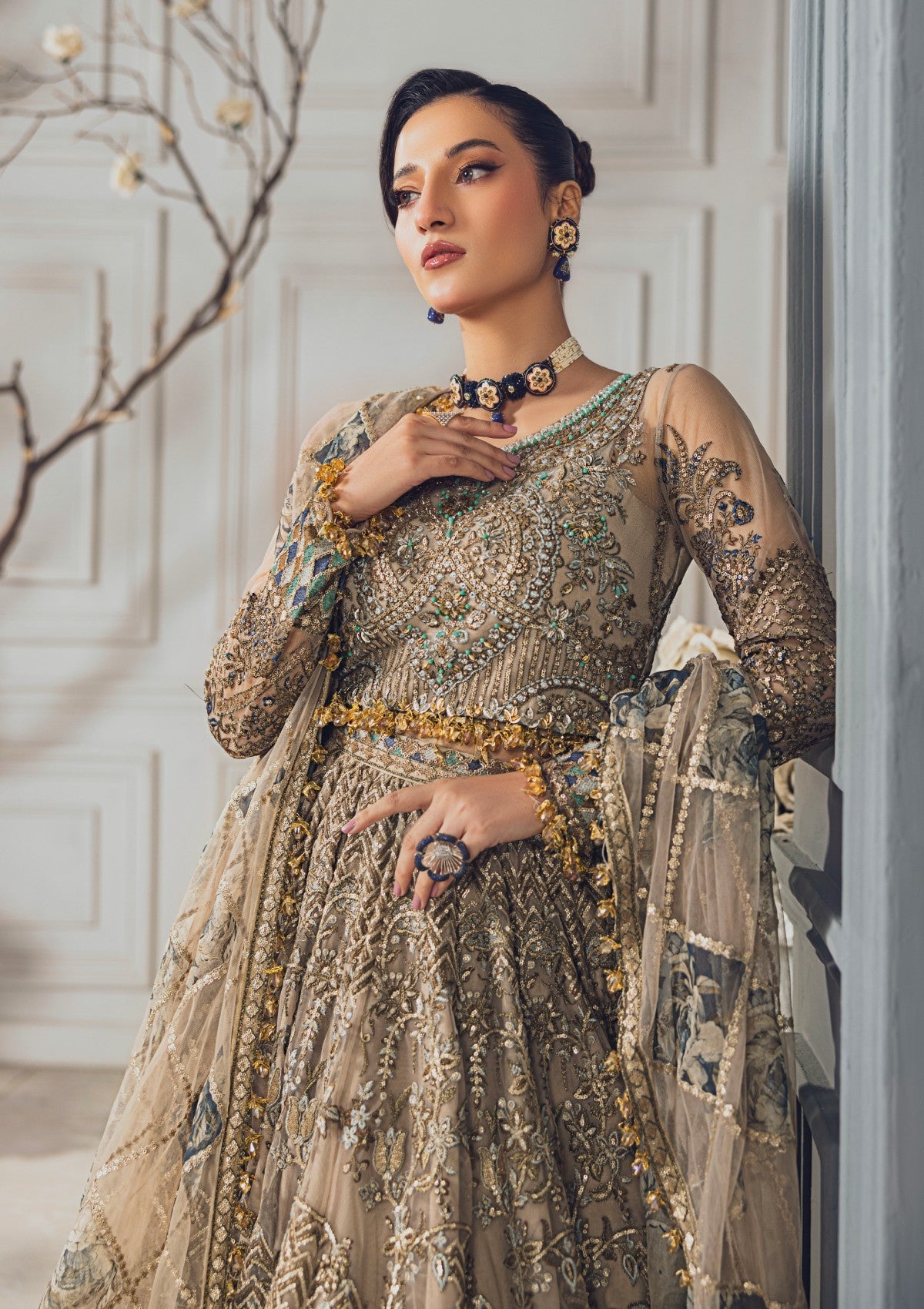 Formal Collection - Rubaaiyat - Wedding Edit 24 - Skin Gold - Official Rubaaiyat - Agha Fabrics UK