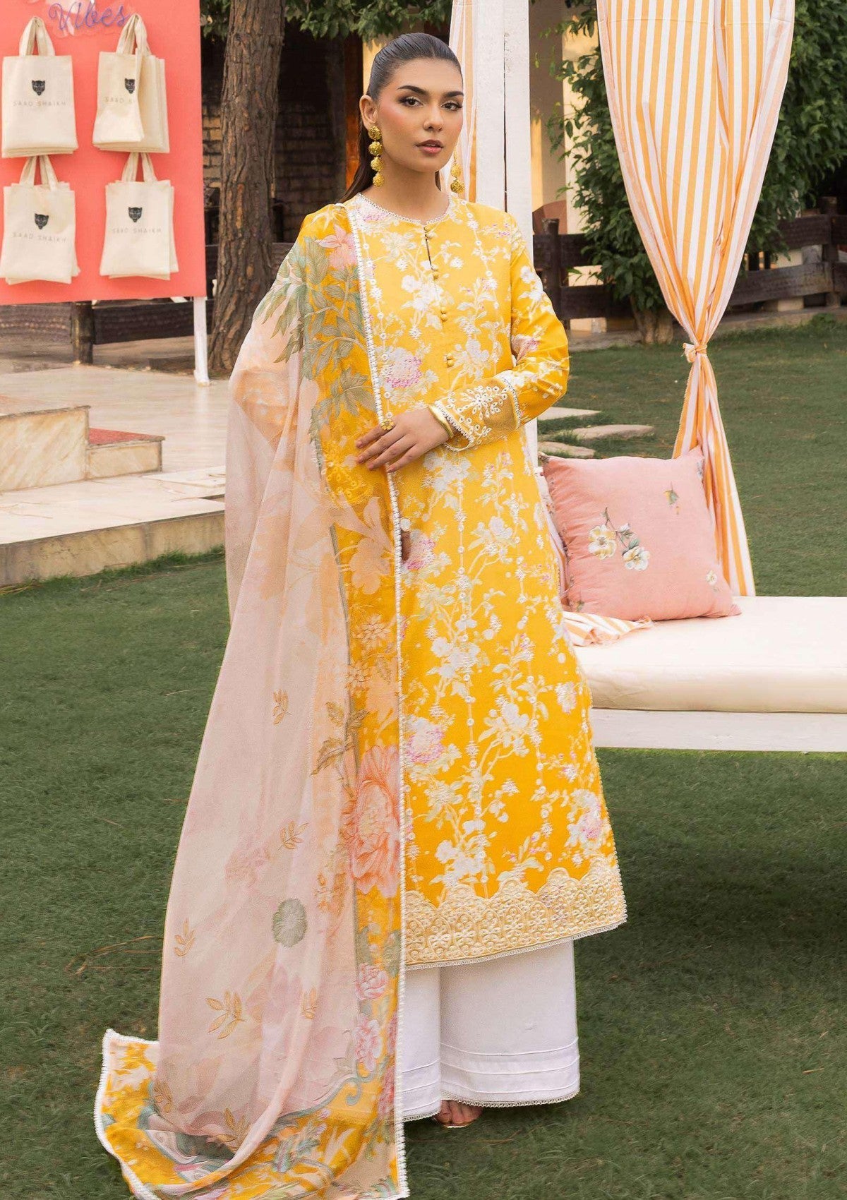 Lawn - Saad Shaikh - Mojito - Printed 25 - SS#1106 - Amber Bloom