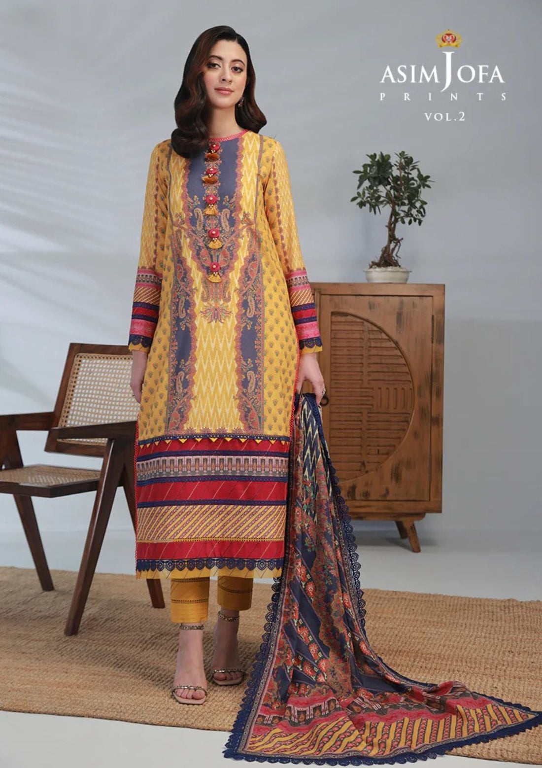 Lawn Collection - Asim Jofa - Basic - Print - 3 Pcs - AJBP#35 - Official Asim Jofa - Agha Fabrics UK